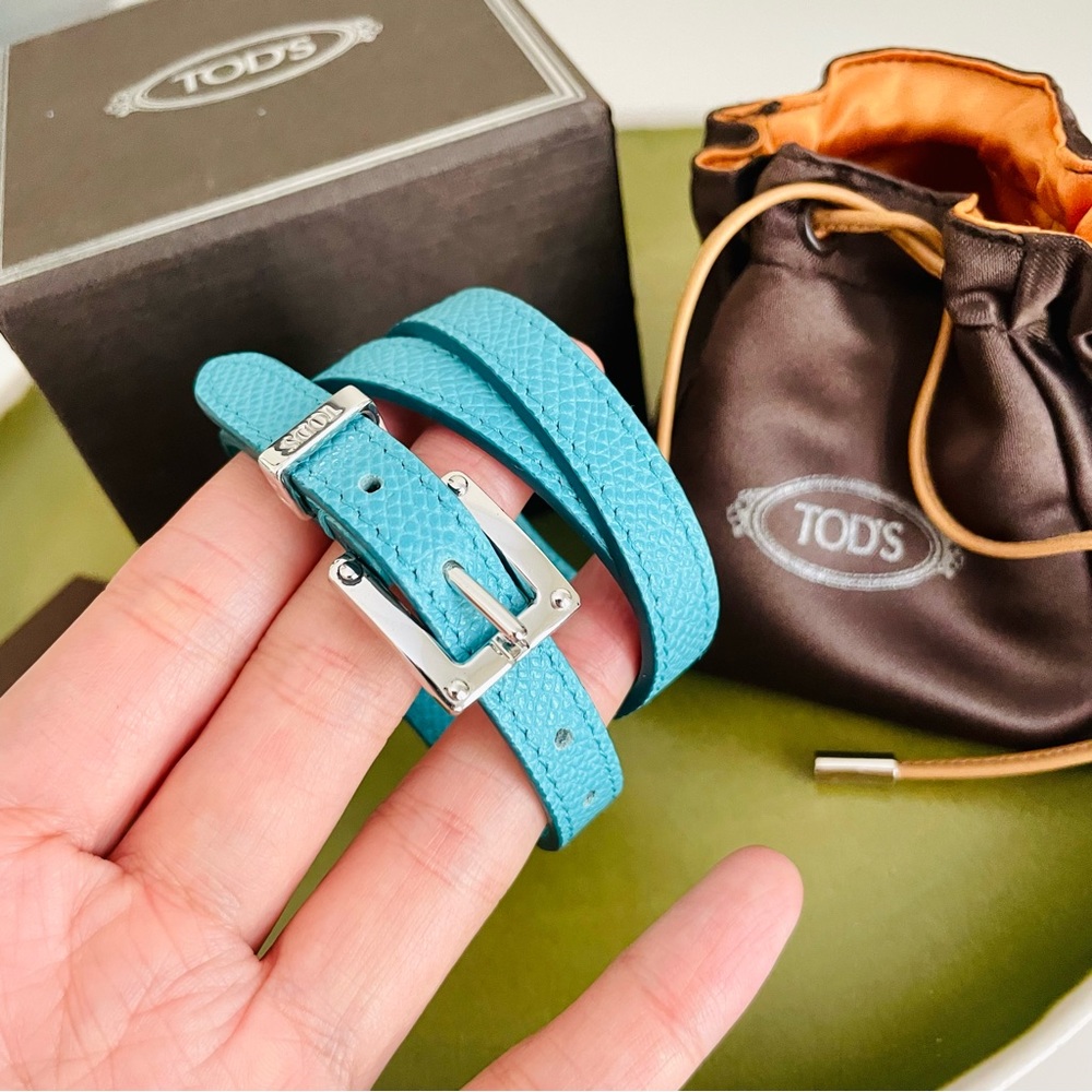 Tod’s Leather with Silver Hardware Wrap Bracelet‎